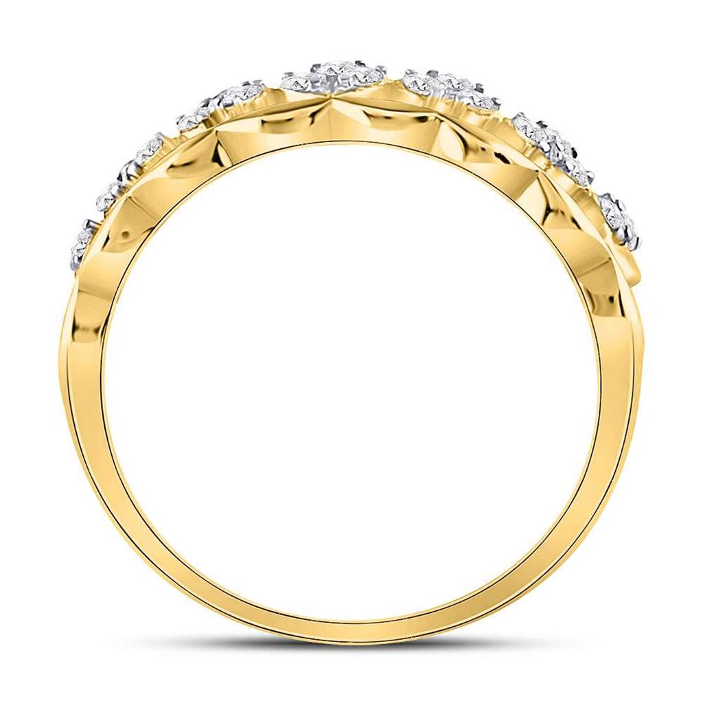 14k Yellow Gold Round Diamond Stackable Band Ring 1/4 Cttw