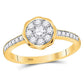 14kt Yellow Gold Round Diamond Flower Cluster Ring 1/2 Cttw