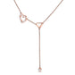 14k Rose Gold Round Diamond Heart Drop Pendant Necklace 1/6 Cttw