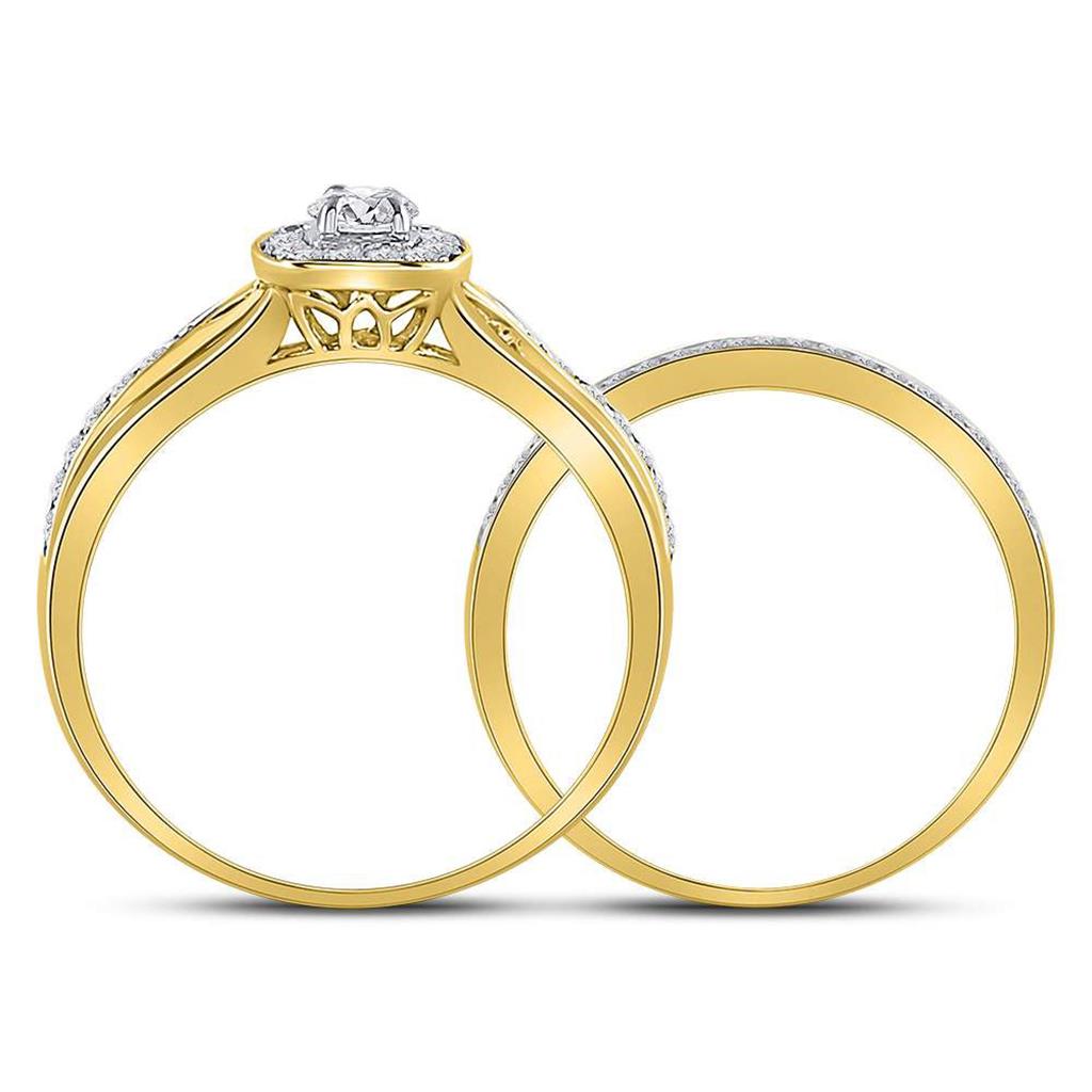 14k Yellow Gold Round Diamond Bridal Wedding Ring Set 1/2 Cttw
