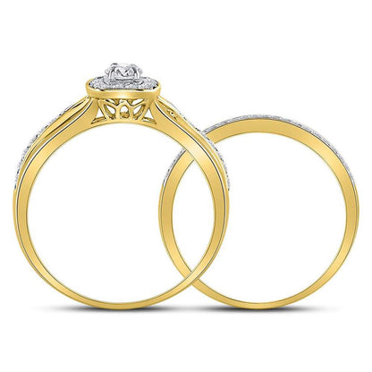 14k Yellow Gold Round Diamond Bridal Wedding Ring Set 1/2 Cttw