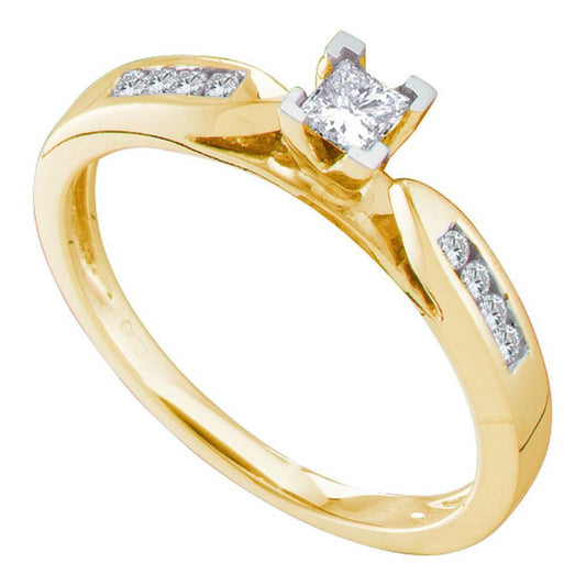 14k Yellow Gold Princess Diamond Solitaire Promise Ring 1/4 Cttw