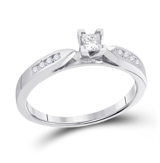 14k White Gold Princess Diamond Solitaire Bridal Engagement Ring 1/4 Cttw