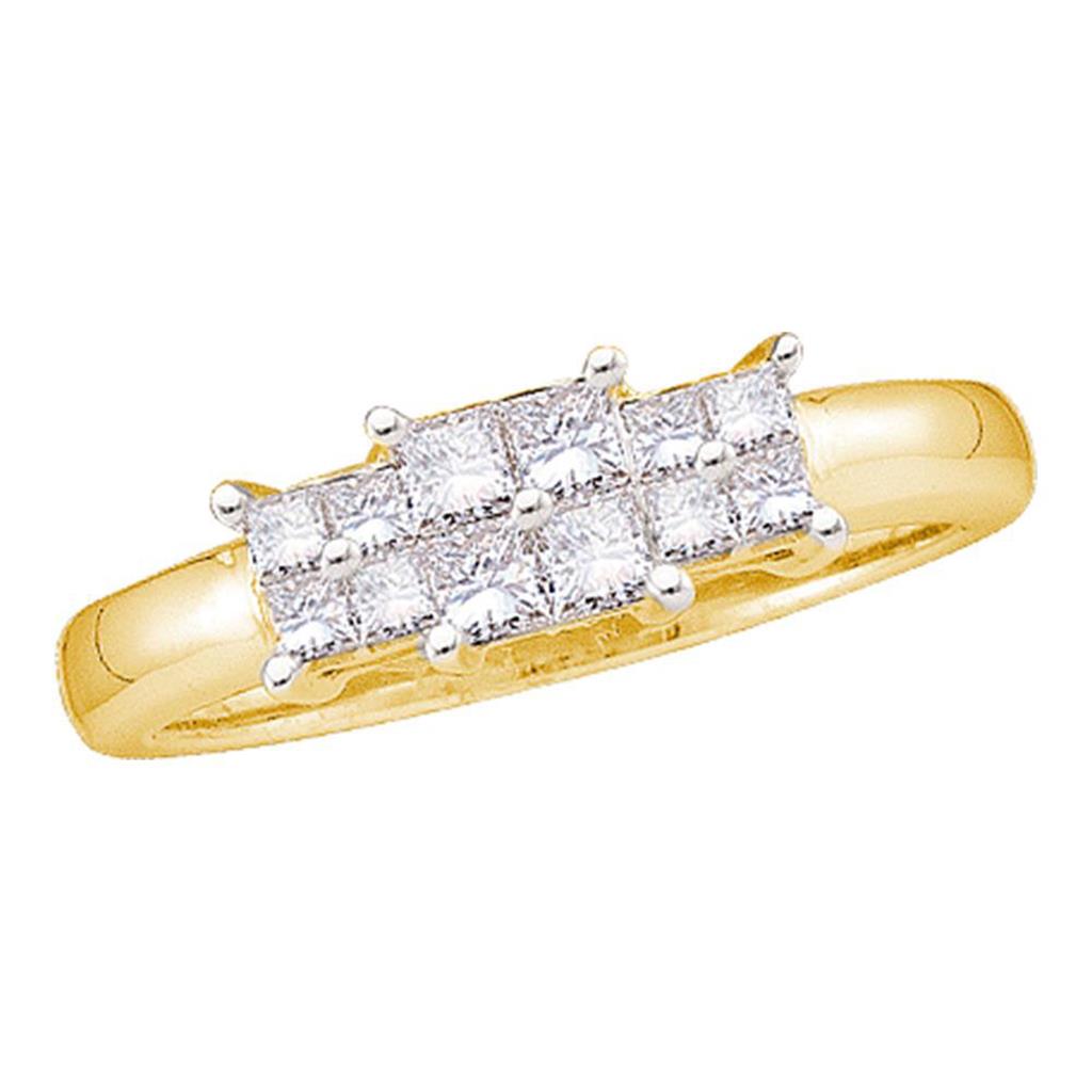 14k Yellow Gold Princess Diamond 3-stone Bridal Engagement Ring 1/2 Cttw