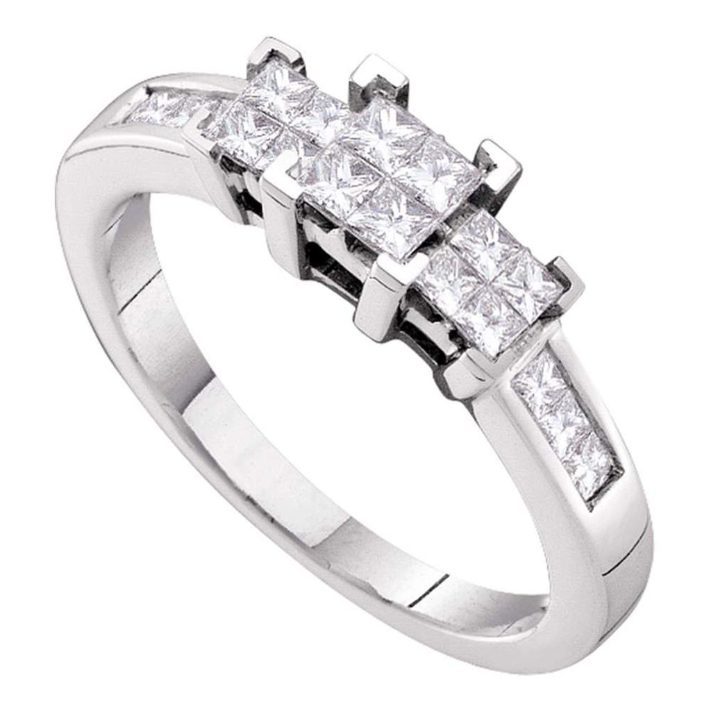 14k White Gold Princess Diamond 3-stone Bridal Engagement Ring 1/2 Cttw