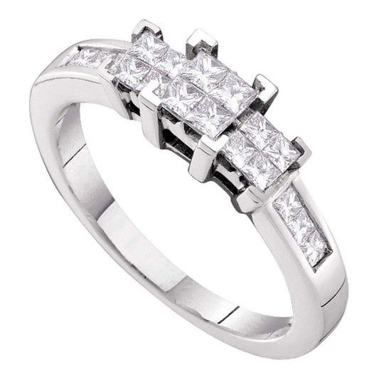 14k White Gold Princess Diamond 3-stone Bridal Engagement Ring 1/2 Cttw