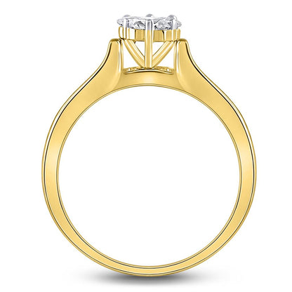 14k Yellow Gold Round Diamond Flower Cluster Ring 1/2 Cttw