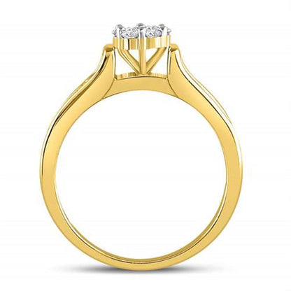 14k Yellow Gold Round Diamond Flower Cluster Ring 1/2 Cttw