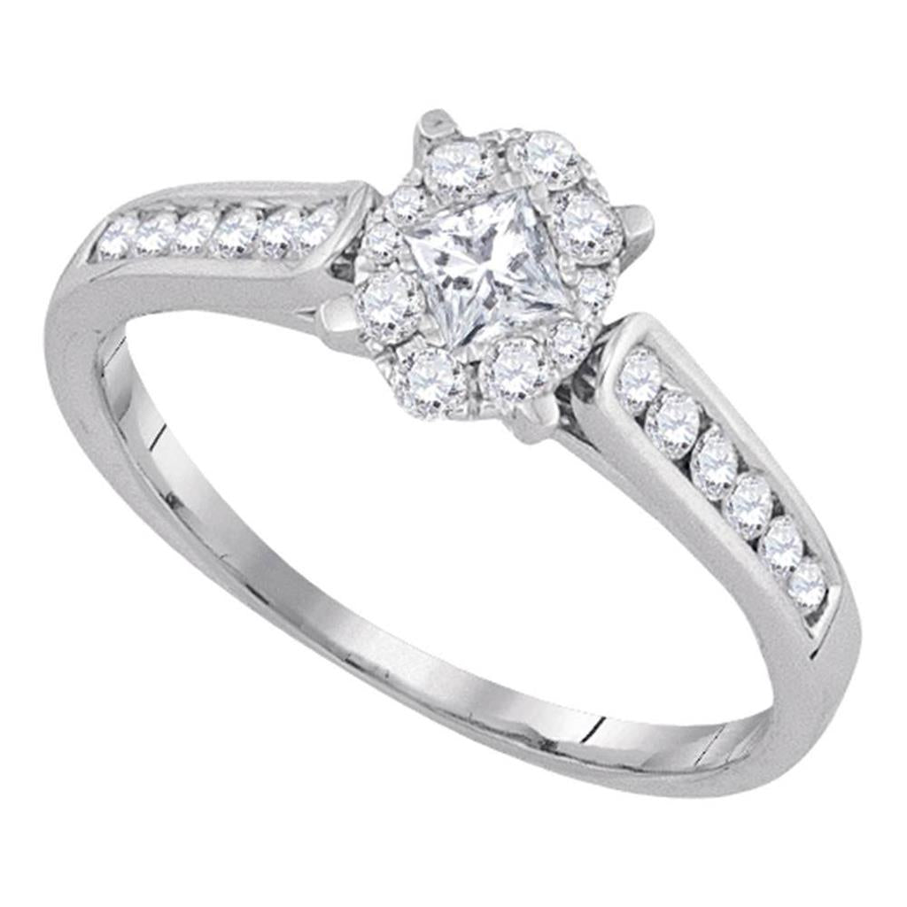 14k White Gold Princess Diamond Solitaire Bridal Engagement Ring 1/2 Cttw