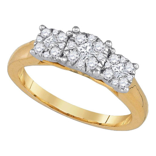 14k Yellow Gold Round Cluster Diamond Band Ring 1/2 Cttw