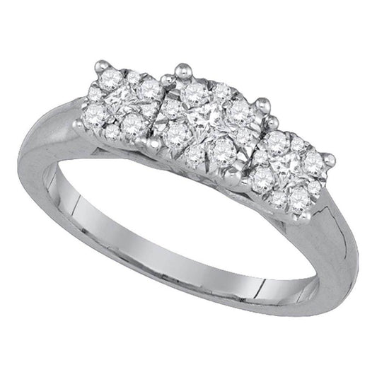 14k White Gold Princess Diamond 3-stone Bridal Engagement Ring 1/2 Cttw