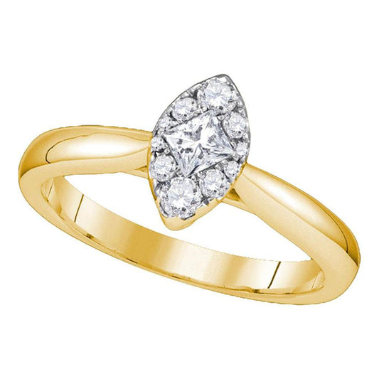 14k Yellow Gold Princess Diamond Marquise-Shape Solitaire Ring 3/8 Cttw