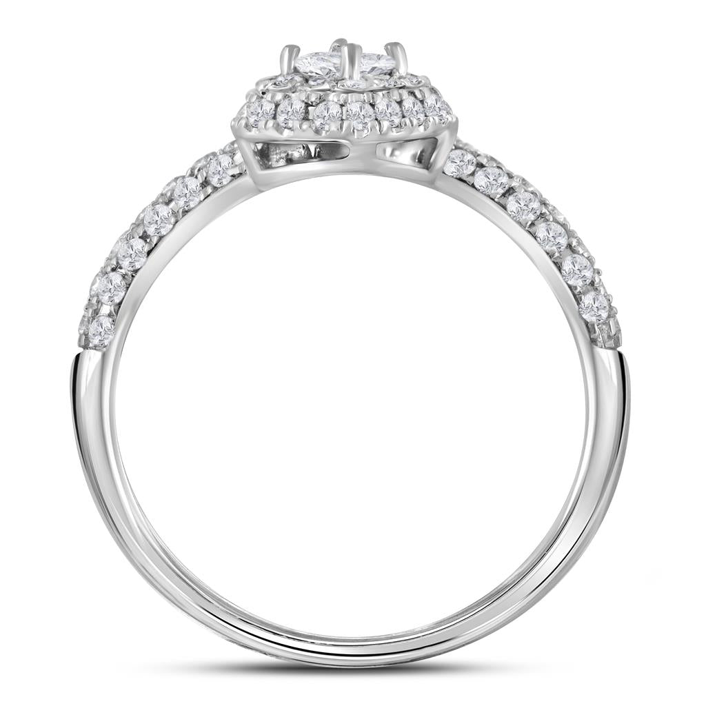 14k White Gold Princess Diamond 2-stone Bridal Engagement Ring 1 Ctw (Certified)