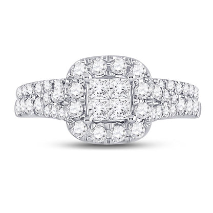 14k White Gold Princess Diamond Bridal Wedding Ring Set 1 Cttw