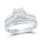 14k White Gold Princess Diamond Bridal Wedding Ring Set 1 Cttw - Size 9