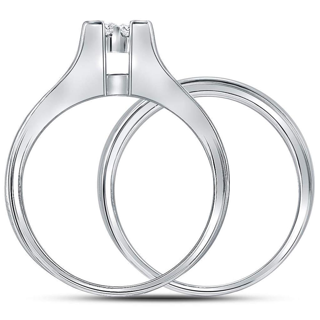 14k White Gold Princess Diamond Bridal Wedding Ring Set 1 Cttw - Size 9
