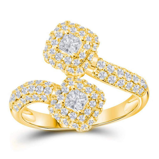 14k Yellow Gold Round Diamond 2-stone Bridal Engagement Ring 3/4 Ctw (Certified)