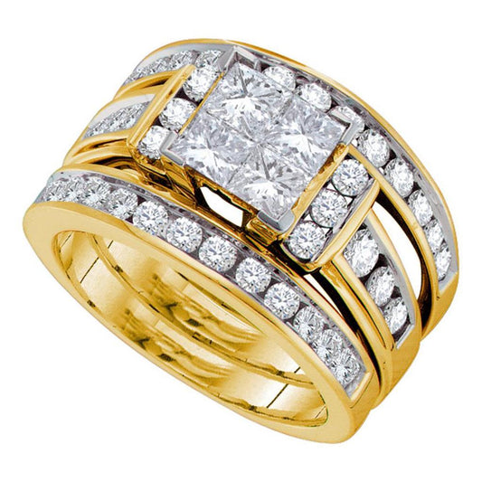 14k Yellow Gold Diamond Bridal Wedding Ring Set 2 Cttw