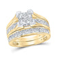 14k Yellow Gold Princess Diamond Bridal Wedding Ring Set 2 Cttw - Size 6