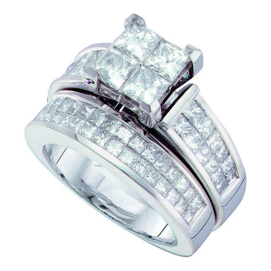 14k White Gold Diamond Bridal Wedding Ring Set 3 Cttw