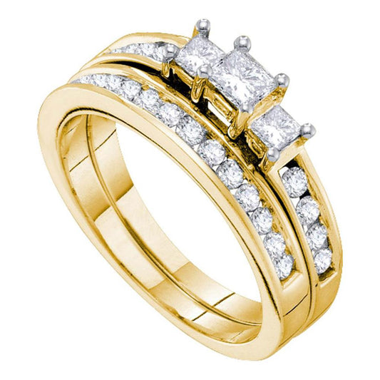 14k Yellow Gold Diamond Bridal Wedding Ring Set Cttw
