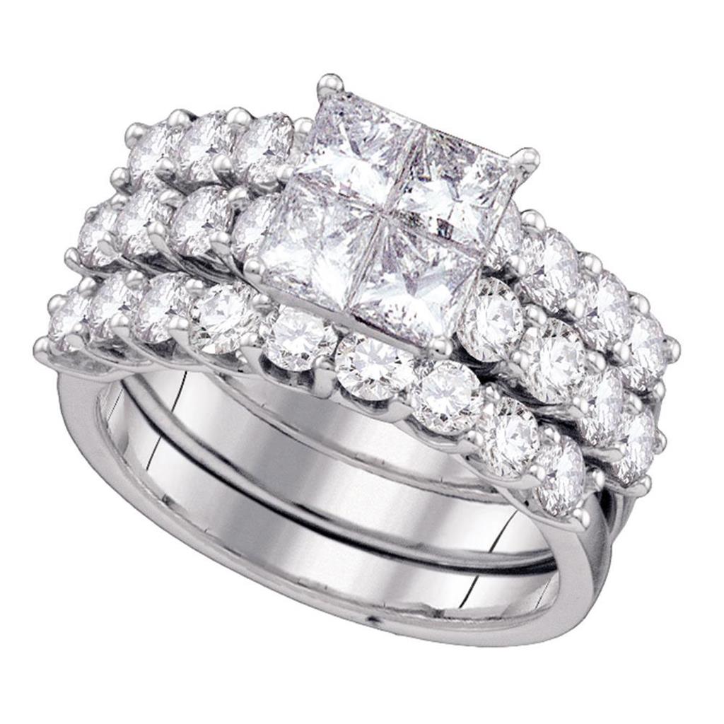 14k White Gold Princess Diamond Bridal Wedding Ring Set 1 Cttw