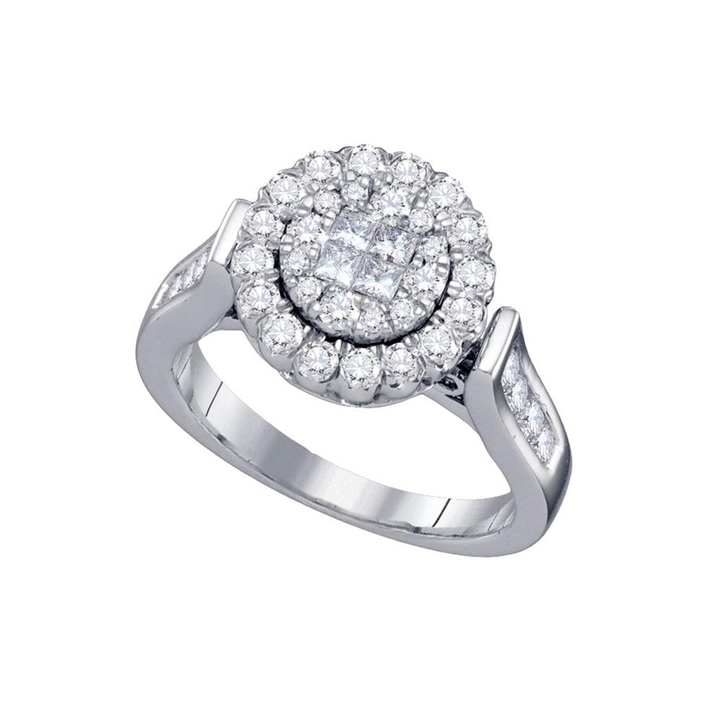 14k White Gold Princess Round Diamond Bridal Engagement Ring 1 Cttw