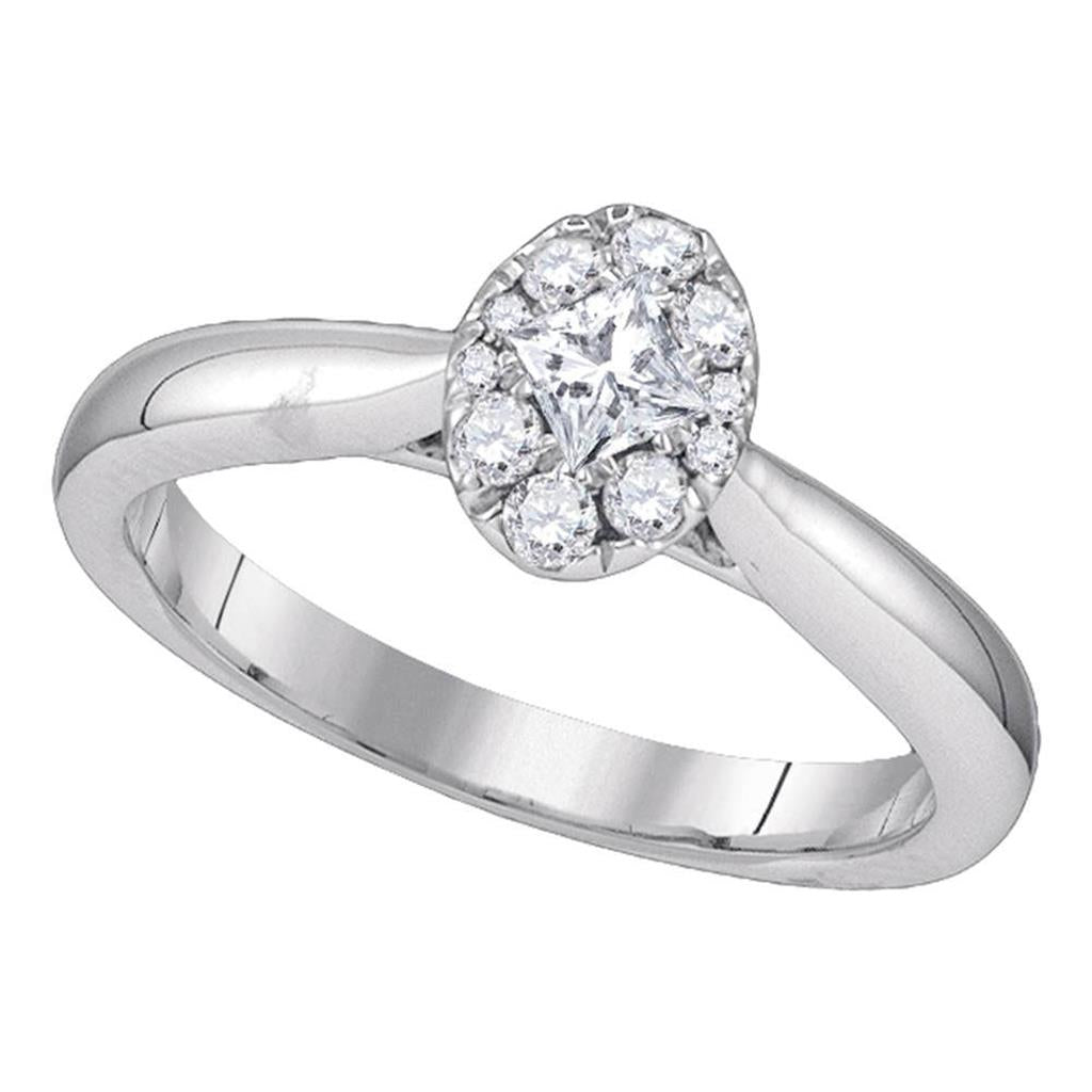14k White Gold Princess Diamond Solitaire Bridal Engagement Ring 3/8 Cttw