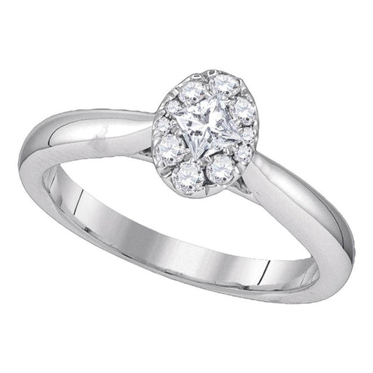 14k White Gold Princess Diamond Solitaire Bridal Engagement Ring 3/8 Cttw