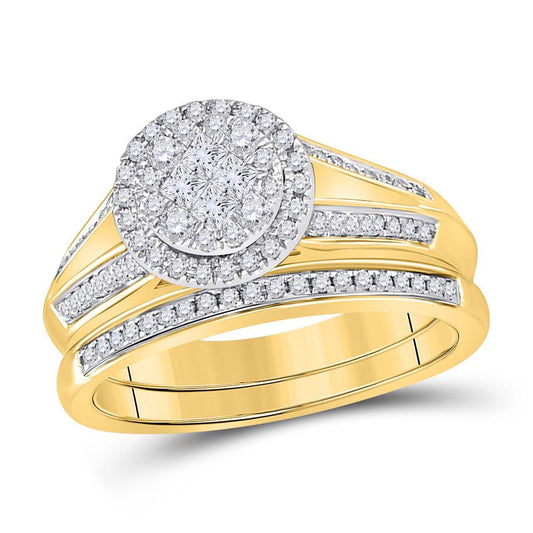 14k Yellow Gold Princess Diamond Bridal Wedding Ring Set 5/8 Cttw