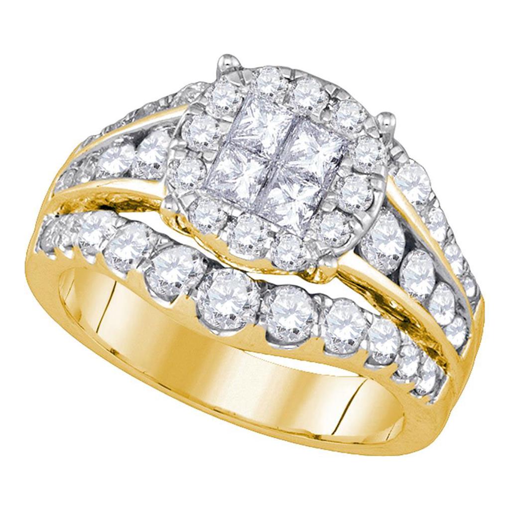 14k Yellow Gold Princess Diamond Halo Bridal Engagement Ring 2 Cttw