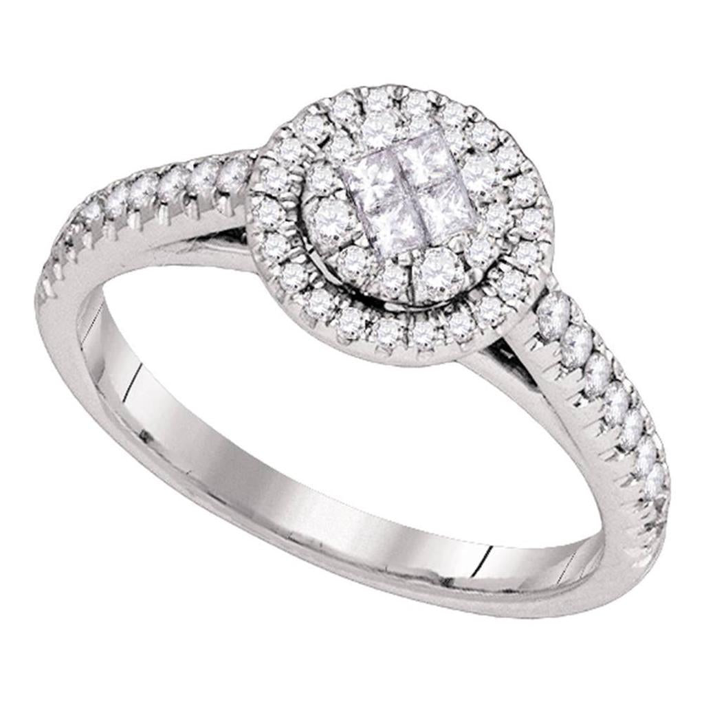 14k White Gold Princess Diamond Cluster Bridal Engagement Ring 1/2 Cttw