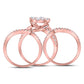 14k Rose Gold Princess Round Diamond Bridal Wedding Ring Set 2-1/2 Cttw