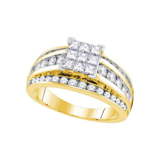 14k Yellow Gold Princess Diamond Square Solitaire Ring 1-1/2 Cttw