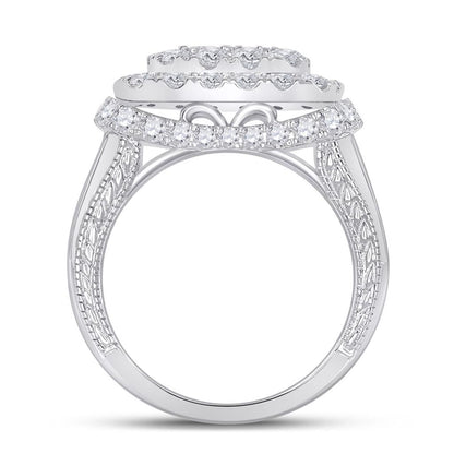 14k White Gold Princess Diamond Cluster Bridal Engagement Ring 3-1/2 Cttw