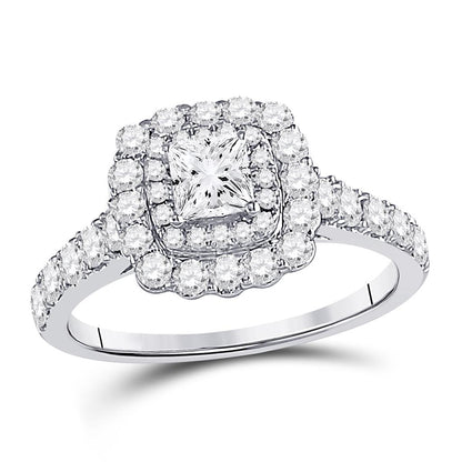 14k White Gold Princess Diamond Solitaire Bridal Engagement Ring 1-1/5 Ctw (Certified)