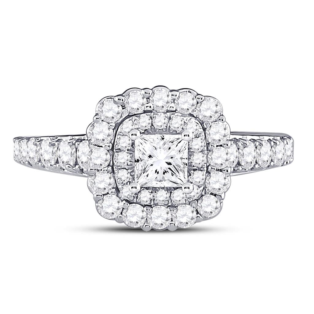 14k White Gold Princess Diamond Solitaire Bridal Engagement Ring 1-1/5 Ctw (Certified)