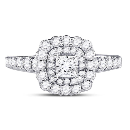 14k White Gold Princess Diamond Solitaire Bridal Engagement Ring 1-1/5 Ctw (Certified)