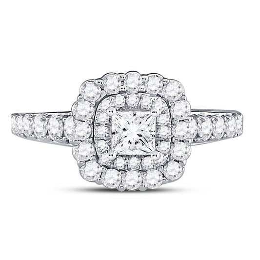 14k White Gold Princess Diamond Solitaire Bridal Engagement Ring 1-1/5 Ctw (Certified)
