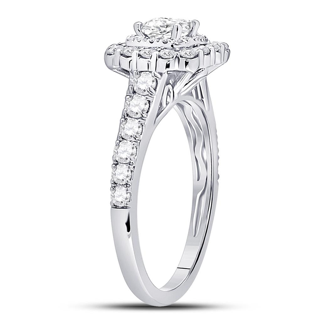 14k White Gold Princess Diamond Solitaire Bridal Engagement Ring 1-1/5 Ctw (Certified)