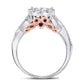 14k White Gold Princess Round Diamond Twist Wedding Ring Set 1 Cttw