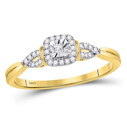 14k Yellow Gold Princess Diamond Solitaire Bridal Engagement Ring 1/10 Cttw