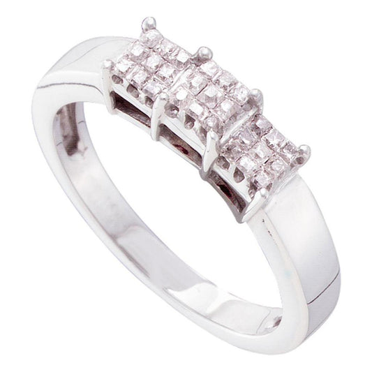 14k White Gold Princess Diamond 3-stone Bridal Engagement Ring 1/4 Cttw