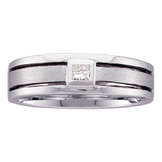 14k White Gold Princess Diamond Wedding Band Ring 1/6 Cttw