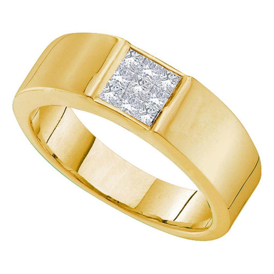14k Yellow Gold Princess Diamond Wedding Band 1/2 Cttw