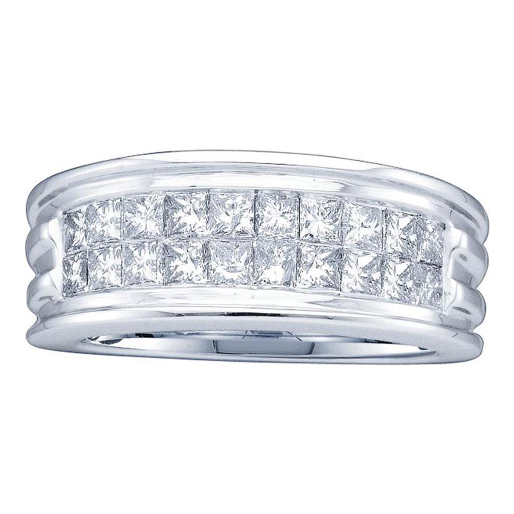 14k White Gold Princess Diamond Wedding Band Ring 1/2 Cttw