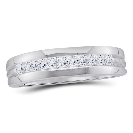 14k White Gold Princess Diamond Wedding Band Ring 1 Cttw