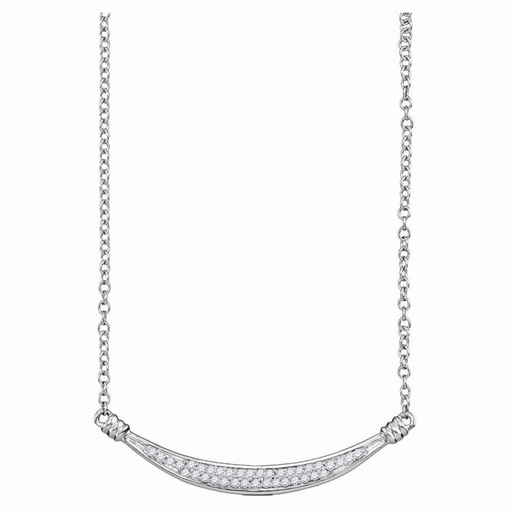 14k White Gold Round Diamond Bar Necklace 1/6 Cttw