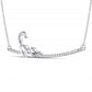 14k White Gold Diamond Kitty Cat Bar Pendant Necklace 1/10 Cttw
