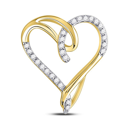 10k Yellow Gold Round Diamond Heart Pendant 1/8 Cttw
